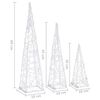 vidaXL Sada akrylových LED svetelných kužeľov studené biele 30/45/60cm