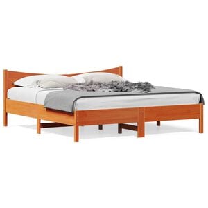 vidaXL Posteľ bez matraca voskovo hned&aacute; 200x200 cm mas&iacute;vna borovica