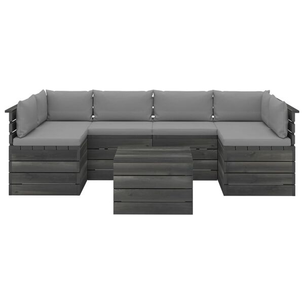 vidaXL 7-dielna z&aacute;hradn&aacute; s&uacute;prava z paliet+podložky, borovicov&yacute; mas&iacute;v