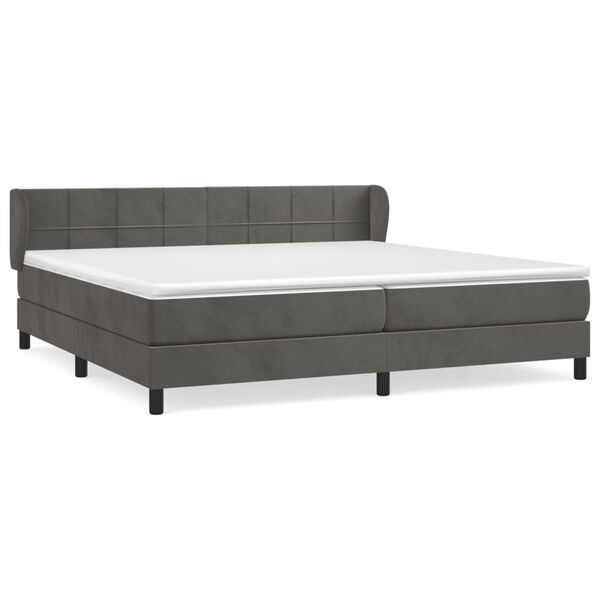 vidaXL Posteľn&yacute; r&aacute;m boxspring s matracom tmavosiv&yacute; 200x200 cm zamat
