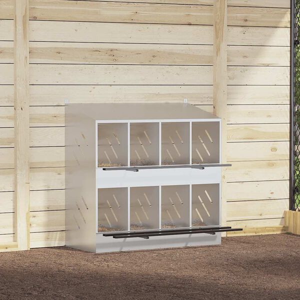 VidaXL Hniezdo pre kurčatá s 8 priehradkami, strieborný kov