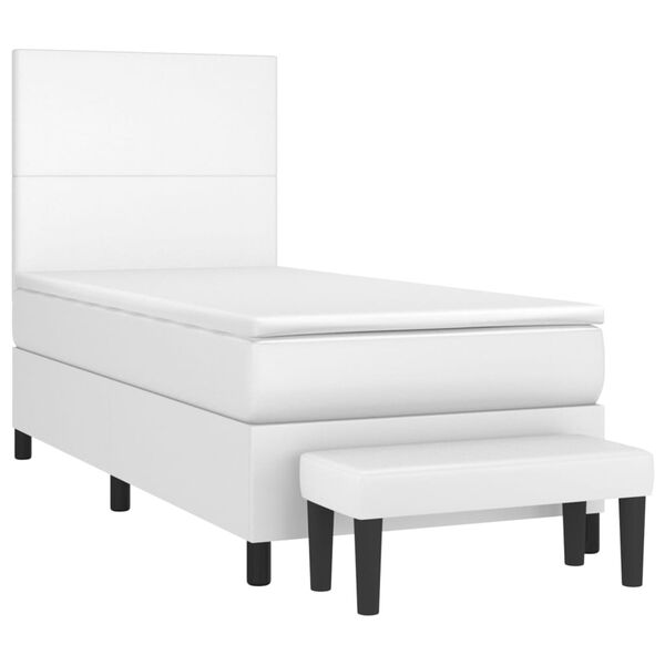 vidaXL Boxspring posteľ s matracom biela 90x200 cm umel&aacute; koža