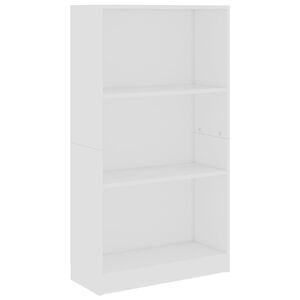 vidaXL Knižnica, 3 police, biela 60x24x109 cm, kompozitn&eacute; drevo