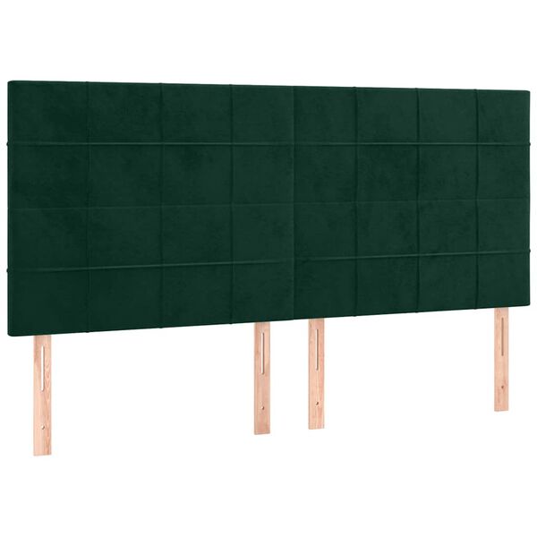 vidaXL Čelo postele tmavozelen&eacute; 200x5x118/128 cm zamatov&eacute;