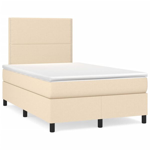 vidaXL Boxspring posteľ s matracom kr&eacute;mov&aacute; 120x190 cm l&aacute;tka
