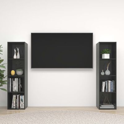 vidaXL TV skrinky 2 ks lesklé sivé 142,5x35x36,5 cm drevotrieska
