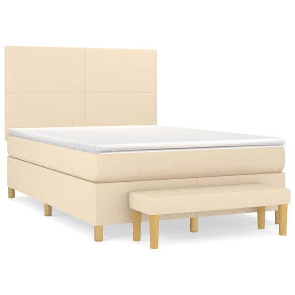 vidaXL Boxspring posteľ s matracom kr&eacute;mov&yacute; 140x190 cm l&aacute;tka