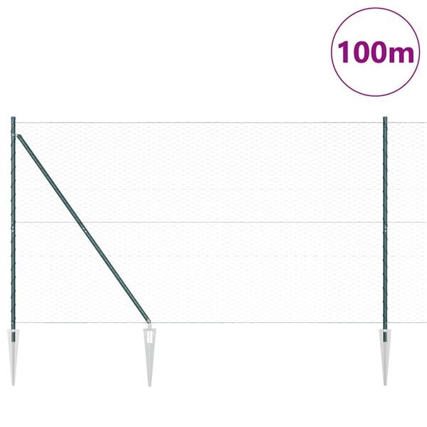 vidaXL Stĺp na plot. Zelená 100 x 1,5 m (36 mm sieť) Ocel a PVC