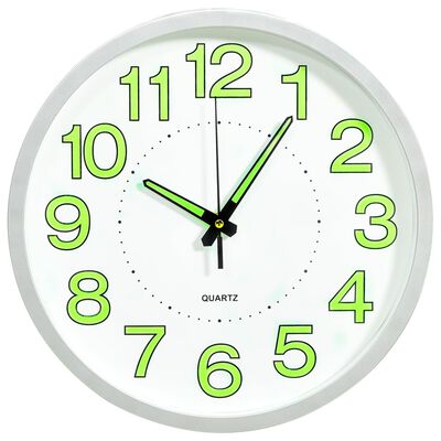vidaXL Svietiace nástenné hodiny biele 30 cm