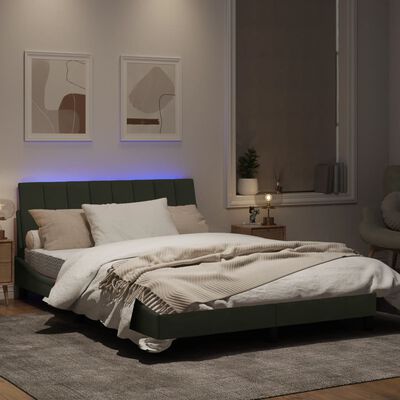 vidaXL Rám postele s LED svetlami bledosivý 140x190 cm zamat