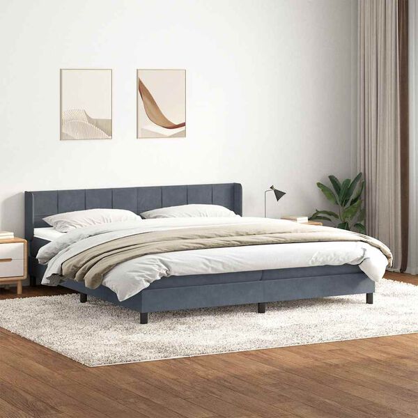 vidaXL Box Spring Posteľ s matracom Tmavosiv&aacute; 200x220 cm Zamat