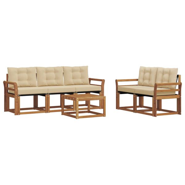 vidaXL Z&aacute;hradn&aacute; s&uacute;prava gaučov s vank&uacute;&scaron;om 6 pcs Pr&iacute;rodn&aacute; a b&eacute;žov&aacute;