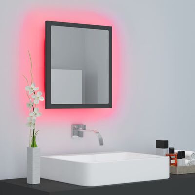 vidaXL Kúpeľňové zrkadlo s LED, sivé 40x8,5x37 cm, drevotrieska