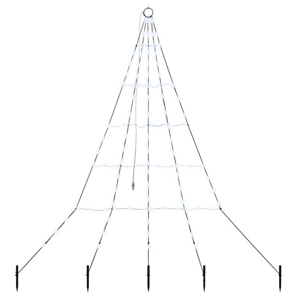 vidaXL LED Vianočn&yacute; stromček so zemn&yacute;mi kol&iacute;kmi Studen&aacute; biela 182 cm