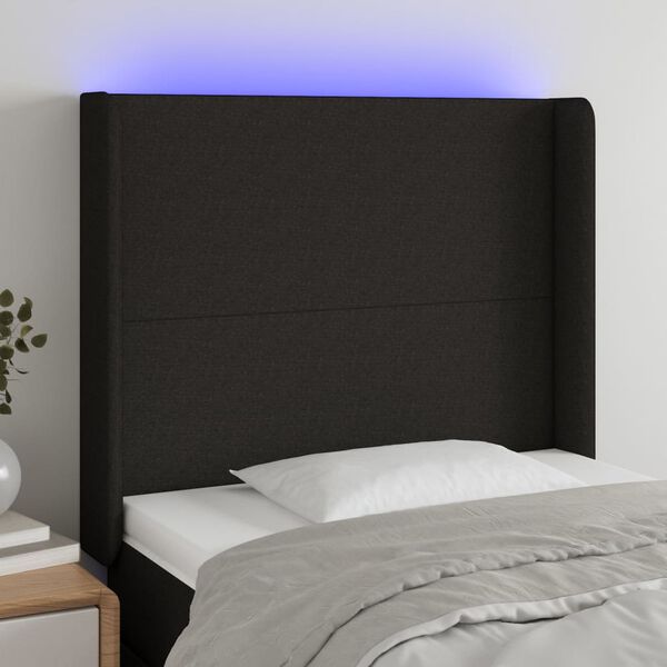 vidaXL Čelo postele s LED čierne 83x16x118/128 cm l&aacute;tka