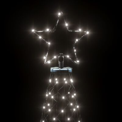 vidaXL Vianočný stromček s kovovým stĺpikom 500 LED, studený biely 3 m