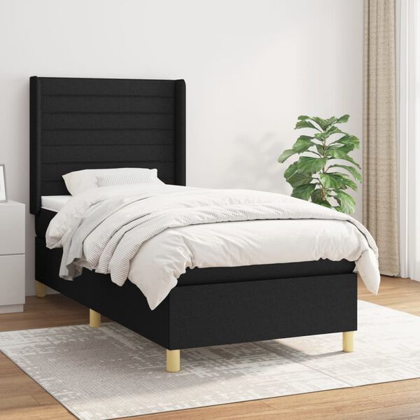 vidaXL Boxspring posteľ s matracom čierna 100x200 cm l&aacute;tka