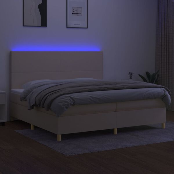 vidaXL Posteľ boxsping s matracom a LED kr&eacute;mov&aacute; 200x200 cm l&aacute;tka