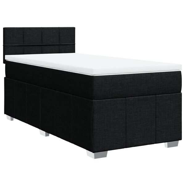 vidaXL Posteľn&yacute; r&aacute;m boxspring s matracom čierny 90x200 cm l&aacute;tka