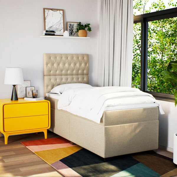 vidaXL Boxspring posteľ s matracom krémová 100x200 cm látka