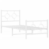 vidaXL Kovový rám postele s čelom a podnožkou biely 75x190 cm
