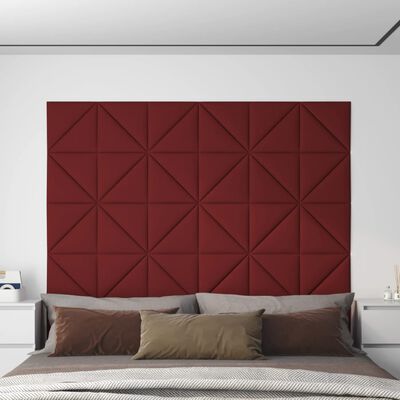 vidaXL Nástenné panely 12 ks vínovo-červené 30x30 cm látkové 0,54 m²