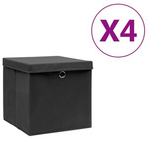 vidaXL &Uacute;ložn&eacute; boxy s vekom 4 ks, 28x28x28 cm, čierne