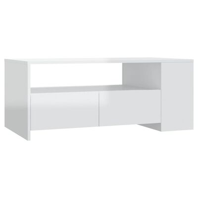 vidaXL Konferenčný stolík lesklý biely 102x55x42 cm spracované drevo