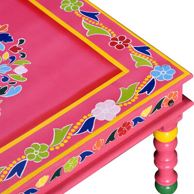 vidaXL Ručne maľovaný konferenčný stolík, mangové drevo, ružový