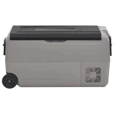 vidaXL Chladiaci box s kolieskom a rukoväťou čierno-sivý 50 l PP a PE