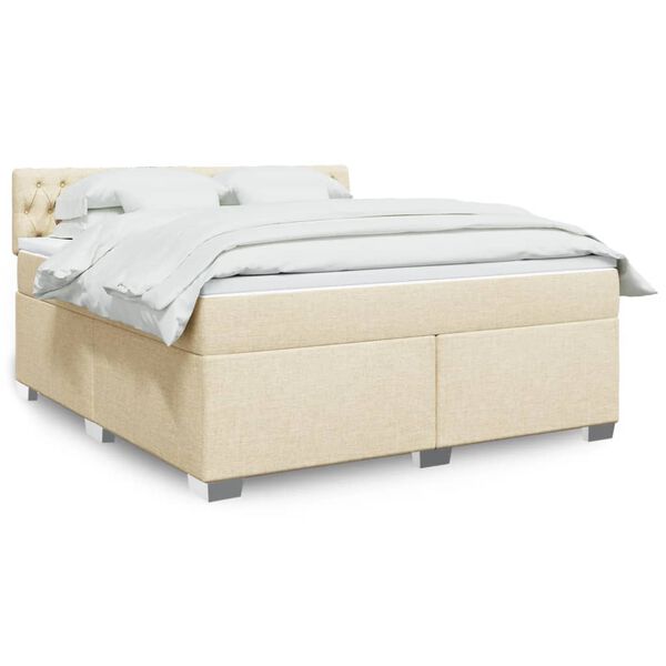 vidaXL Posteľn&yacute; r&aacute;m boxspring s matracom kr&eacute;mov&yacute; 180x200 cm l&aacute;tka