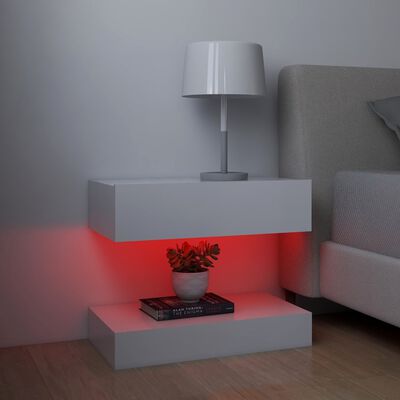 vidaXL LED nočné stolíky 2 ks biele 60x35 cm spracované drevo