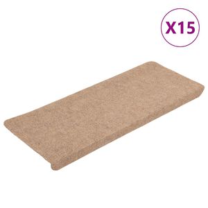 vidaXL Samolepiace n&aacute;&scaron;ľapy na schody 15 ks 65x24,5x3,5 cm b&eacute;žov&eacute;