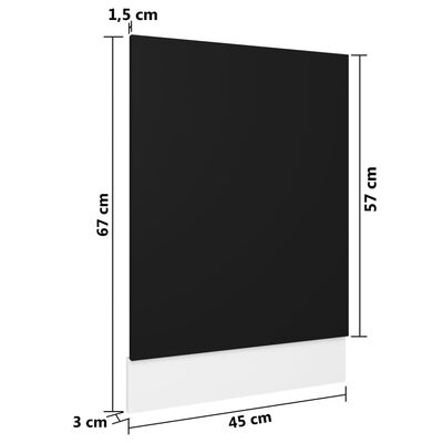 vidaXL Dvierka na umývačku, čierne 45x3x67 cm, drevotrieska