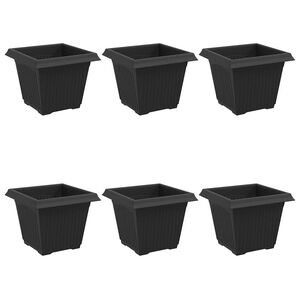 vidaXL &Scaron;tvorcov&yacute; črepn&iacute;k na kvety 6 pcs Čierna 20 x 20 x 16 cm Plast
