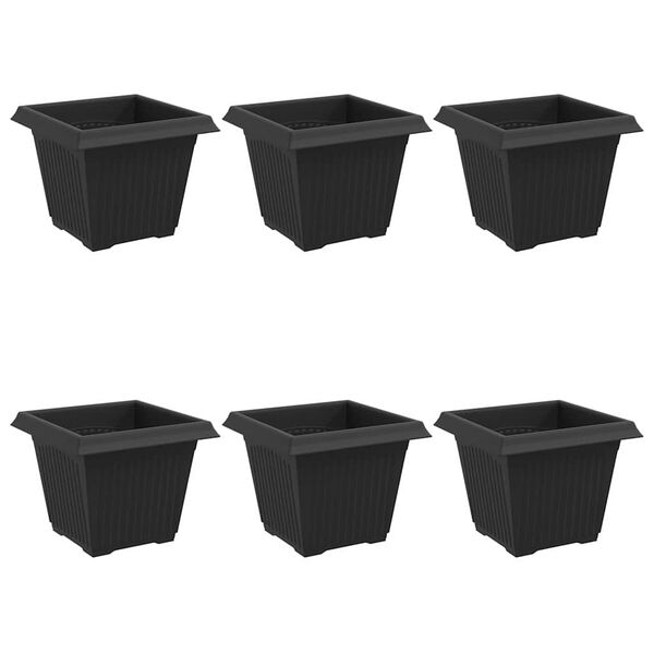 vidaXL &Scaron;tvorcov&yacute; črepn&iacute;k na kvety 6 pcs Čierna 43 x 43 x 33.5 cm Plast