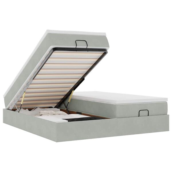 vidaXL Osmanský rám postele s matracmi svetlosivá 200x200 cm zamat