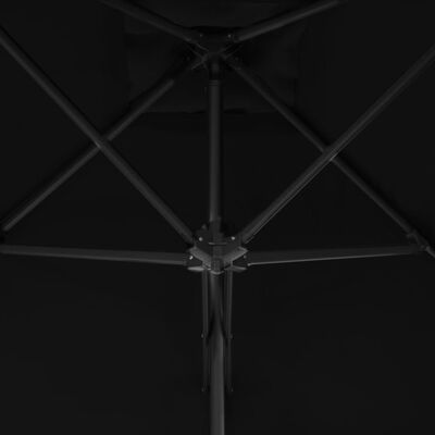 vidaXL Vonkajší slnečník s oceľovou tyčou, čierny 250x250x230 cm