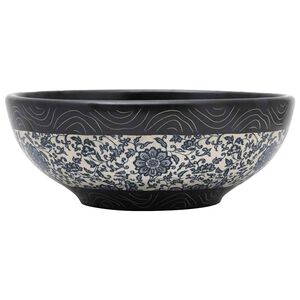 vidaXL Um&yacute;vadlo na dosku čierno-modr&eacute; okr&uacute;hle &Phi;41x14 cm keramick&eacute;