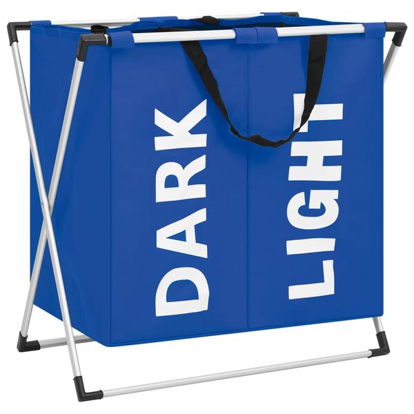 vidaXL Kôš na triedenie bielizne s 2 priečinkami modrý