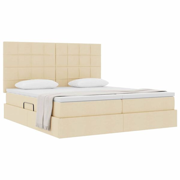 vidaXL &Uacute;ložn&aacute; posteľ s matracmi Kr&eacute;mov&aacute; 200 x 200 cm Umel&aacute; koža