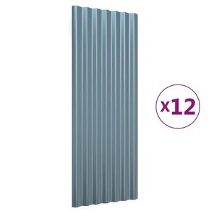 vidaXL Stre&scaron;n&eacute; panely 12 ks pozinkovan&aacute; oceľ siv&aacute; 100x36 cm
