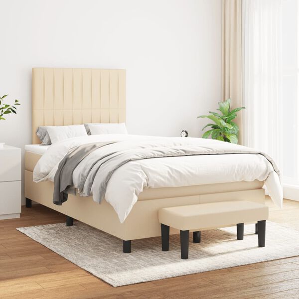 vidaXL Boxspring posteľ s matracom kr&eacute;mov&aacute; 120x190 cm l&aacute;tka