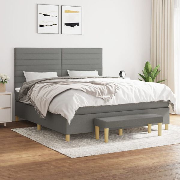 vidaXL Boxspring posteľ s matracom tmavosiv&aacute; 180x200 cm l&aacute;tka
