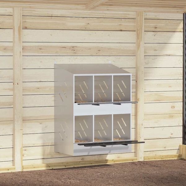 VidaXL Hniezdo pre kurčatá s 6 priehradkami, strieborný kov