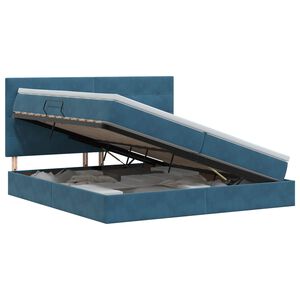 vidaXL Postel s &uacute;ložn&yacute;m prostorem a matrac&iacute; Tmavomodr&aacute; 200 x 200 cm