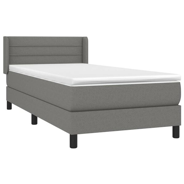 vidaXL Boxspring posteľ s matracom tmavosiv&aacute; 90x200 cm l&aacute;tka