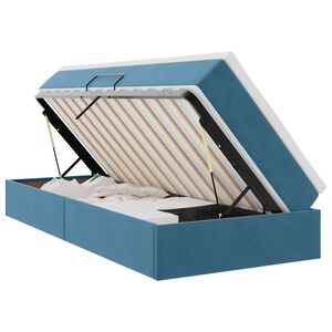 vidaXL Postel s &uacute;ložn&yacute;m prostorem a matrac&iacute; Tmavomodr&aacute; 90 x 200 cm