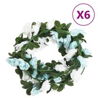 vidaXL Umelé kvetinové girlandy 6 ks, modro biele 240 cm