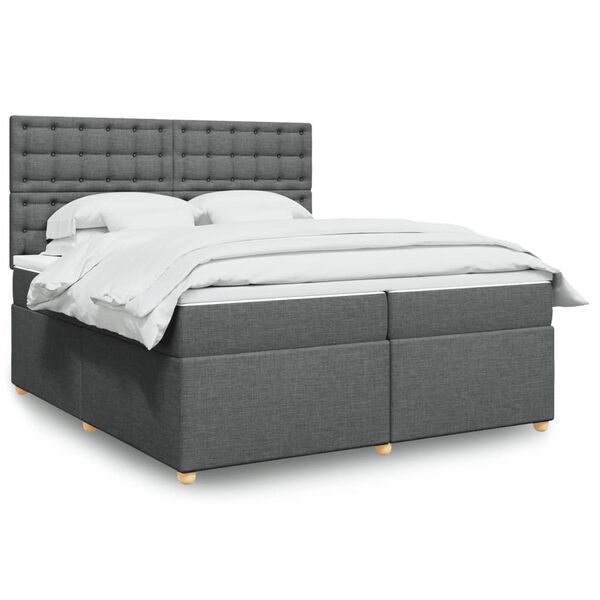 vidaXL Boxspring posteľ s matracom tmavosiv&aacute; 200x200 cm l&aacute;tka